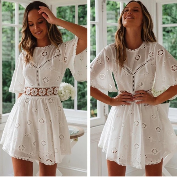 White Flower Eyelet Dress - Picture 7 of 8